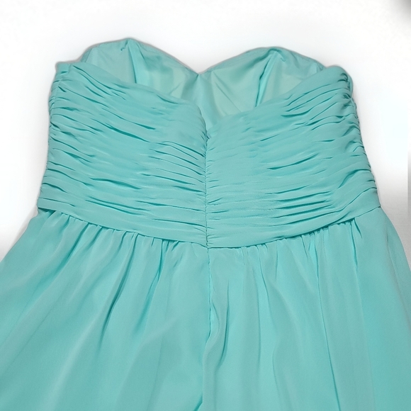NWT High Low Chiffon Mori Lee Bridesmaid Dress Sweetheart Tiffany Blue Size US10 - Picture 9 of 9